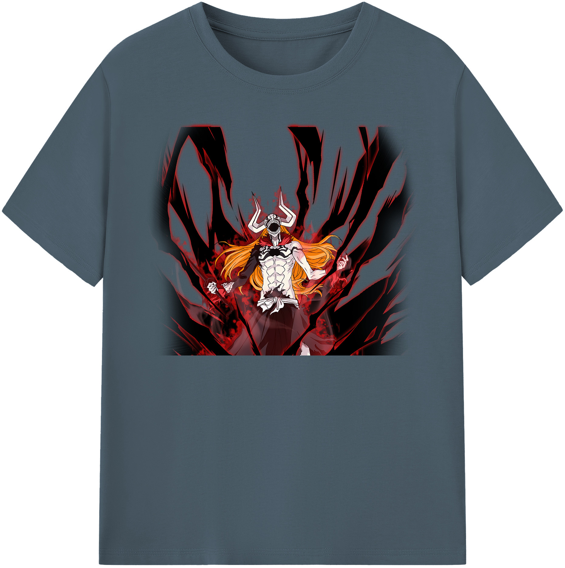 （画像用） ブリーチ 黒崎一護（くろさき いちご）BLEACH Kurosaki Ichigo 綿100％半袖Tシャツ（フロントプリント）